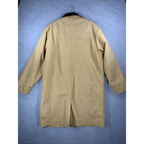 Vintage LL Bean Canvas Duster Long Chore Jacket Womens XL Deep Pile Fleece Aztec - Picture 13 of 16